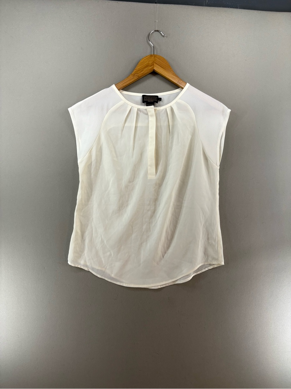 Pendleton Woolen Mills Women Top Blouse Size 4 Beige Retro Office Work